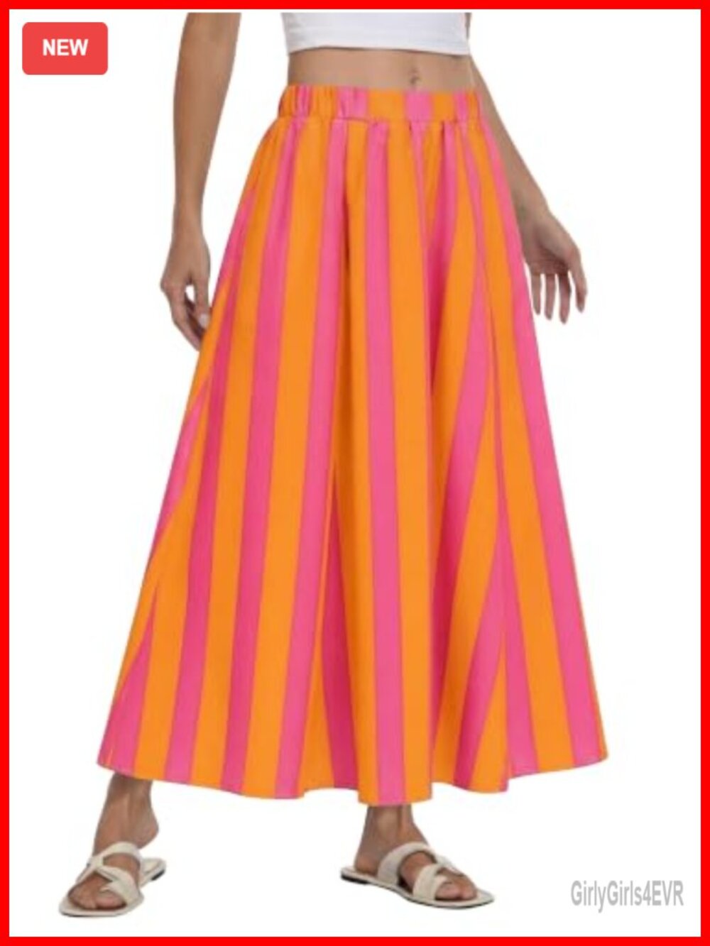Womens Striped Maxi Skirt Flowy Ruffle A Line Vacation Long Skirt